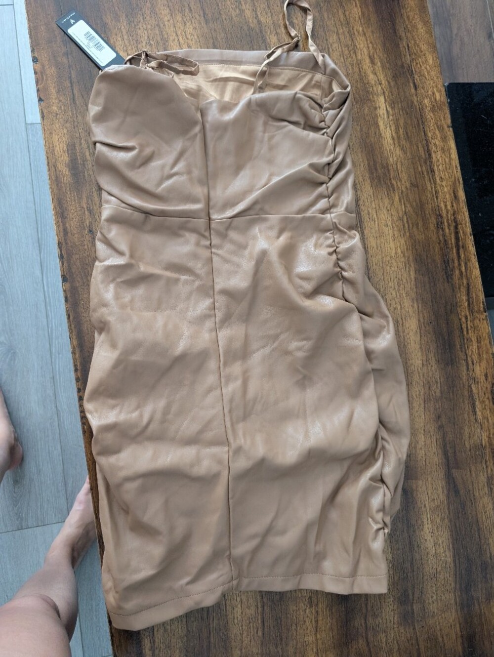 Lulu's Tan Faux Leather Bodycon Mini Dress - Picture 5 of 9
